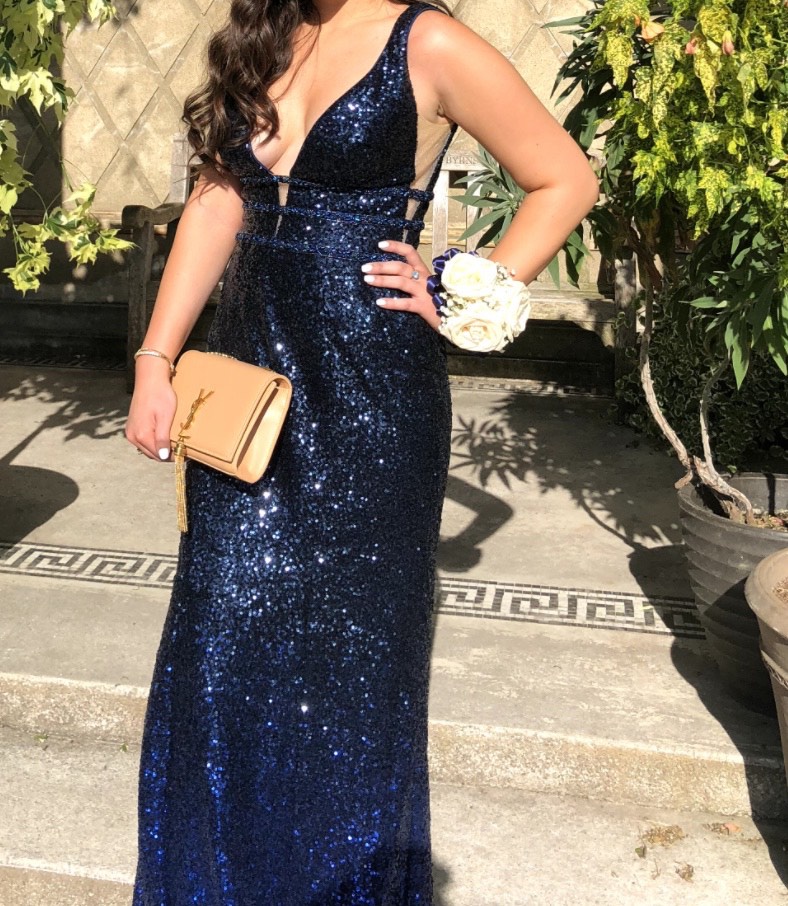 Jovani Size 6 Prom Navy Blue Ball Gown on Queenly