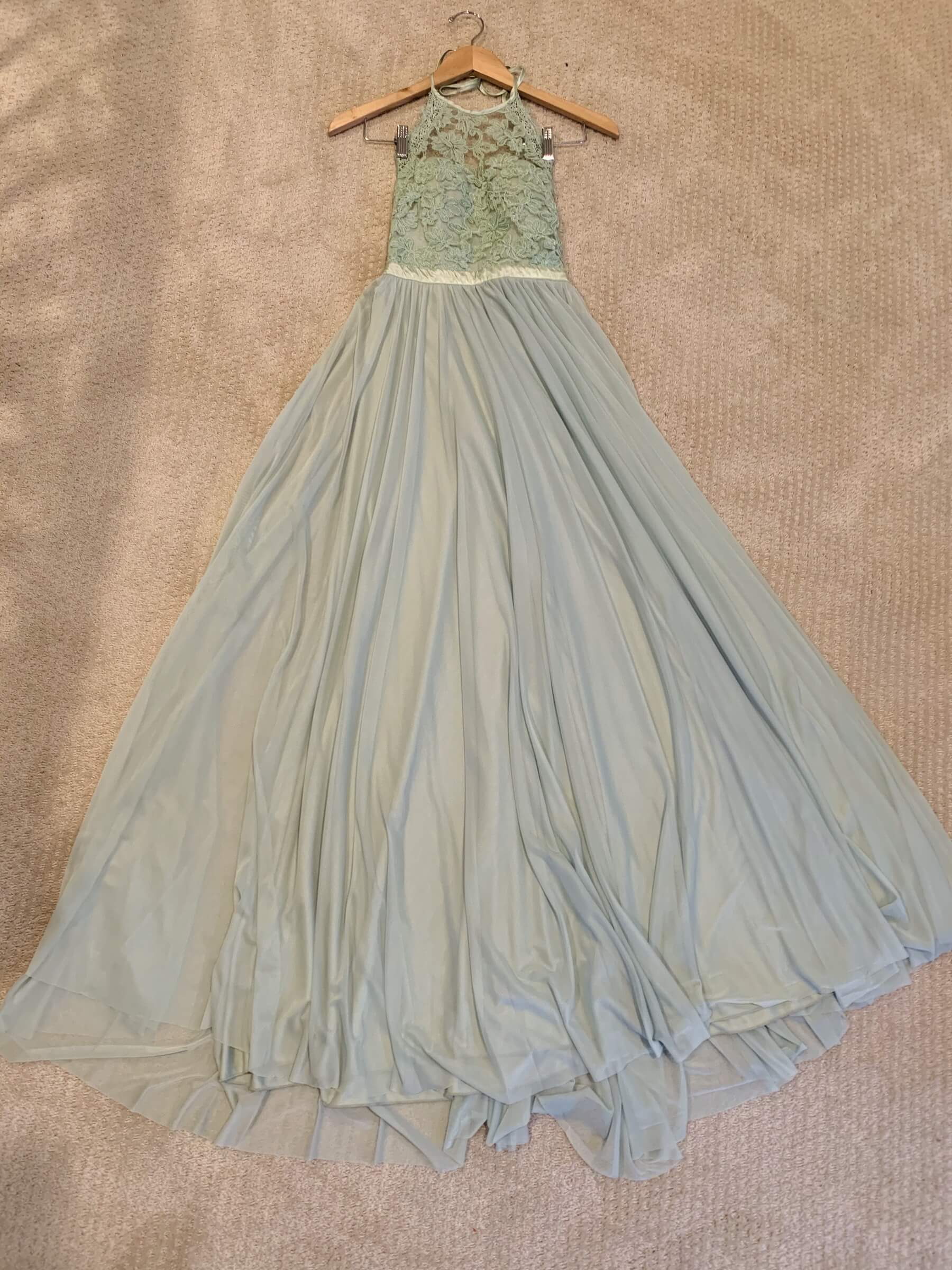 Say Yes to the Prom Size 0 Prom High Neck Lace Blue A-line Dress on Queenly