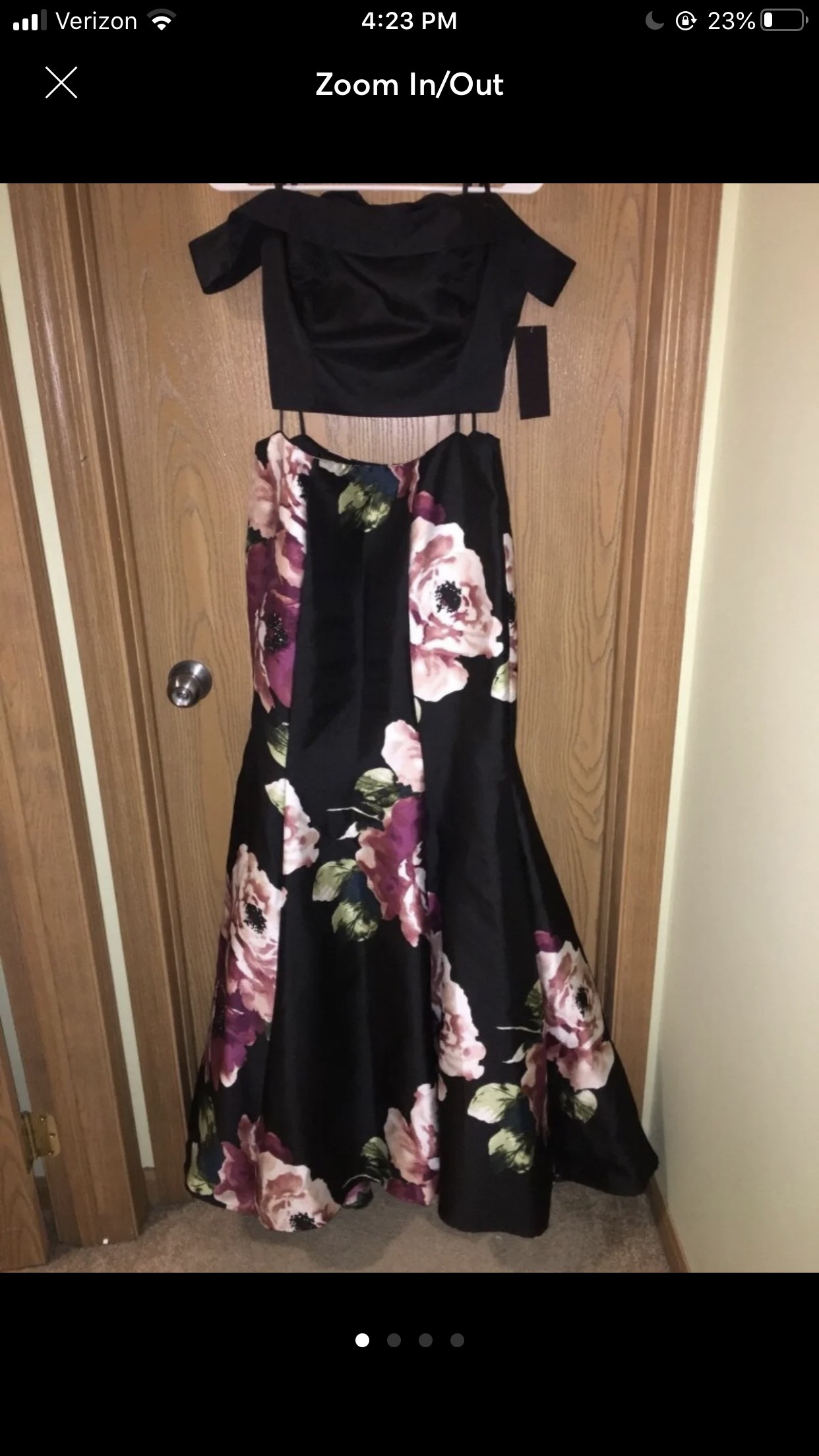 Size 12 Prom Off The Shoulder Floral Black Mermaid Dress on Queenly