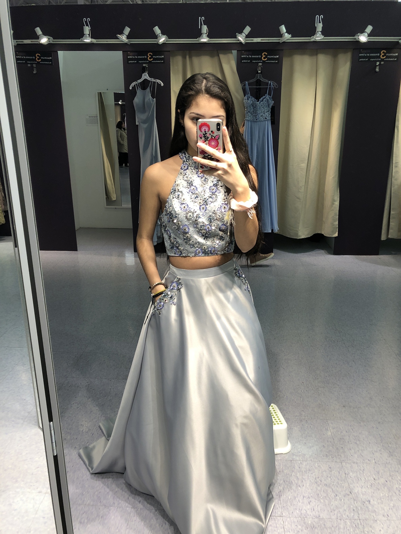 Size 2 Silver Ball Gown on Queenly