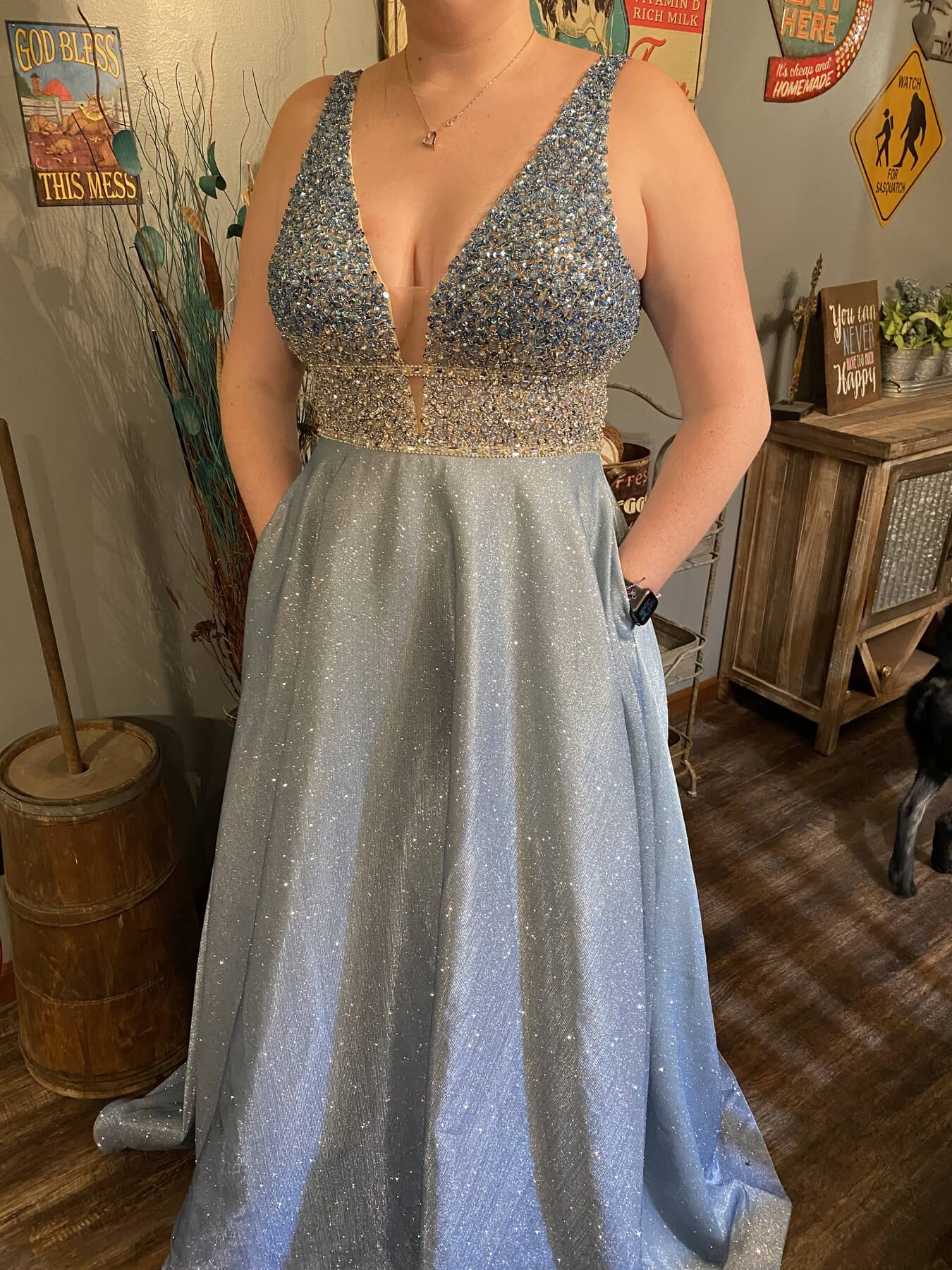 MoriLee Size 12 Blue Ball Gown on Queenly