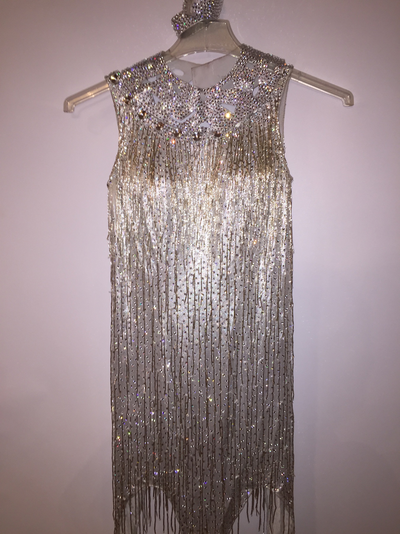 Size 6 Sequined Silver Floor Length Maxi on Queenly