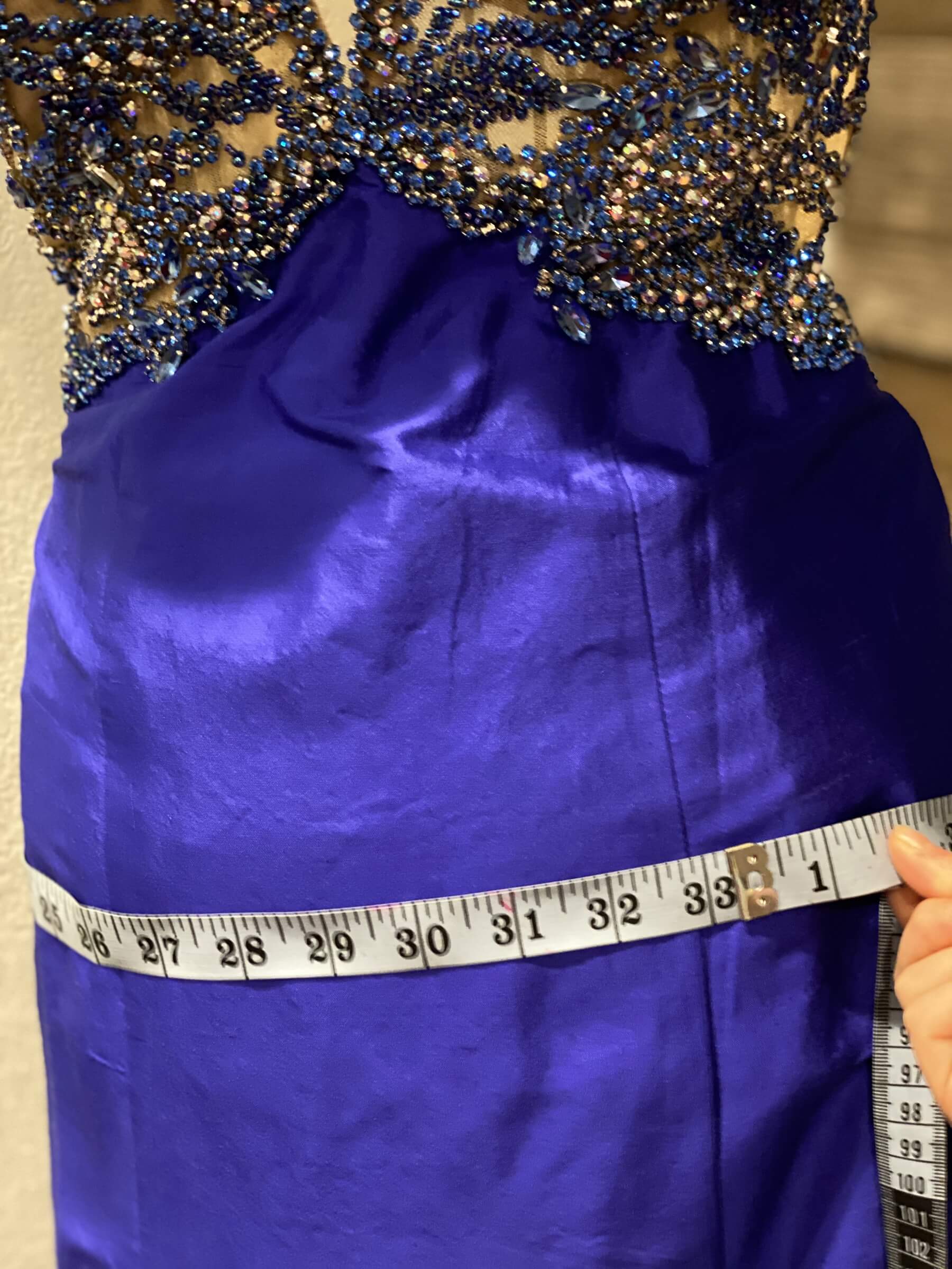 Sherri Hill Size 2 Prom Plunge Sequined Royal Blue Side Slit Dress on Queenly