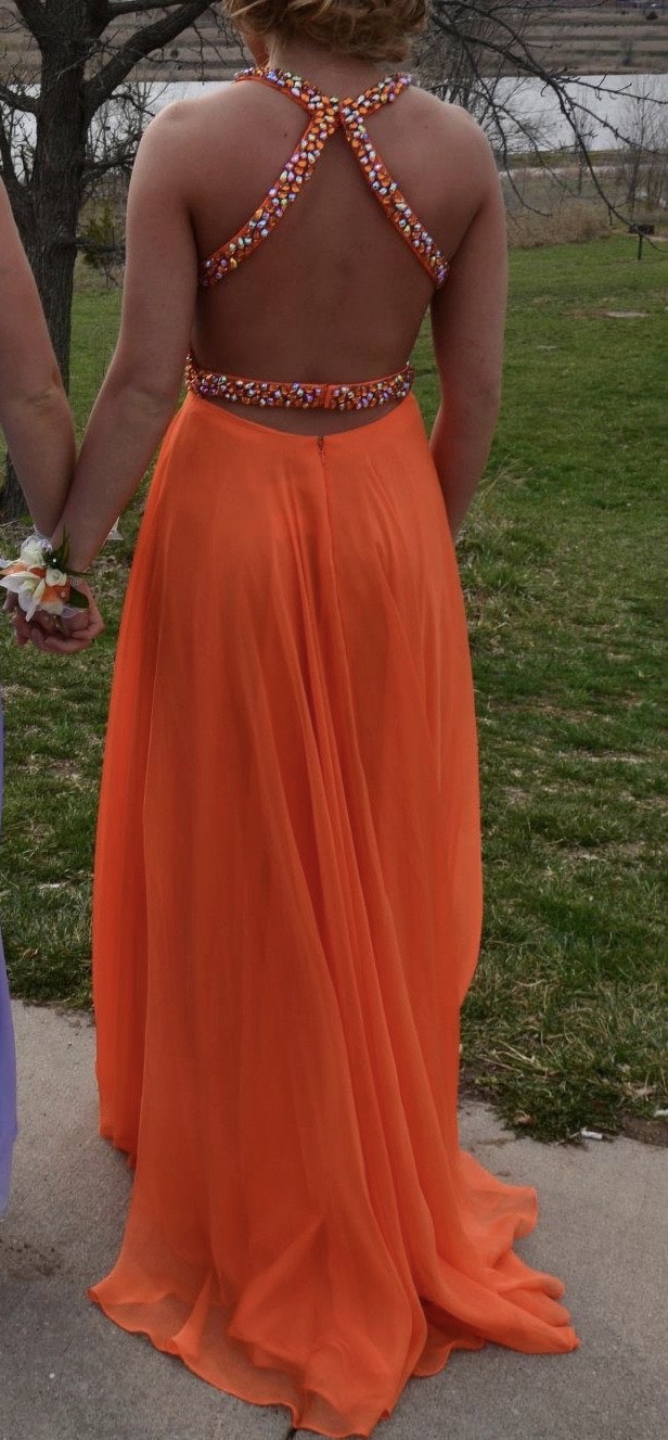 Sherri Hill Orange Size 0 Prom A-line Dress on Queenly