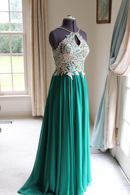 Size 4 Pageant Halter Green Floor Length Maxi on Queenly