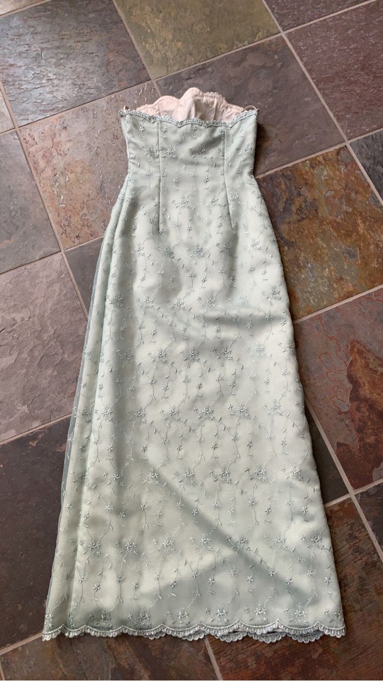 Feurdelis Blue Size 8 Tall Height Strapless Straight Dress on Queenly