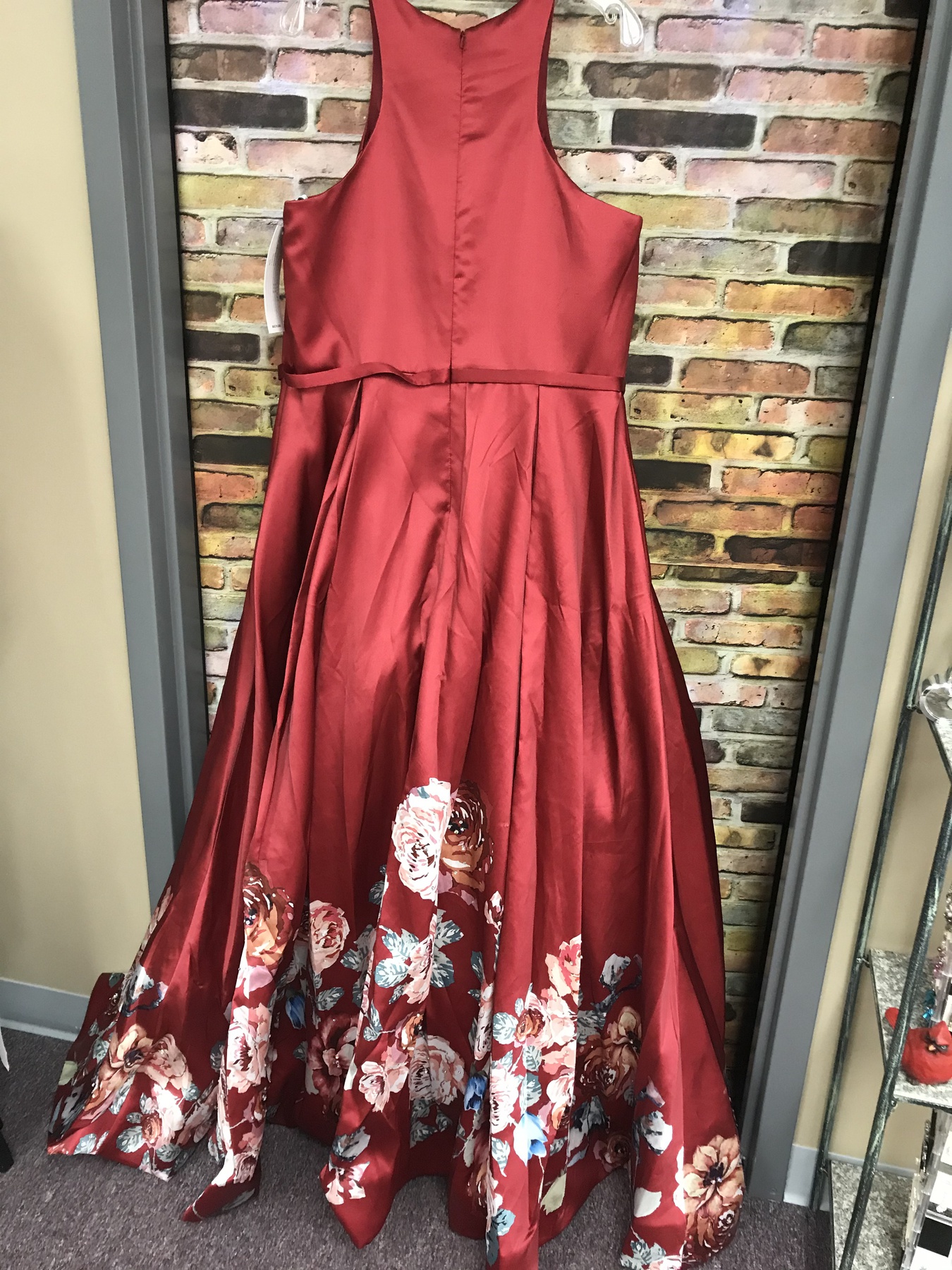Blush Prom Plus Size 16 Prom Halter Floral Red Ball Gown on Queenly