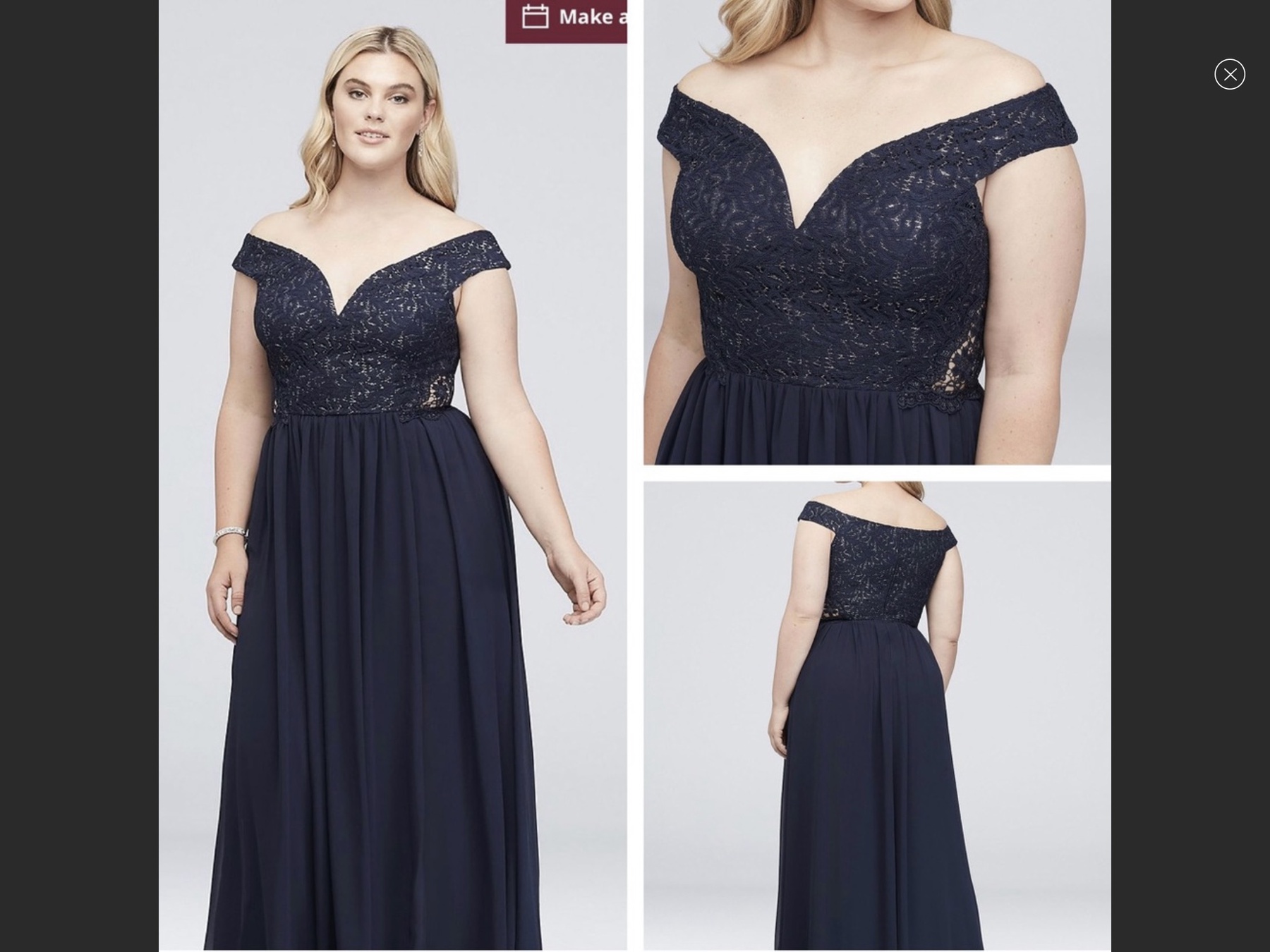 City Triangles Plus Size 22 Off The Shoulder Lace Blue Ball Gown on Queenly