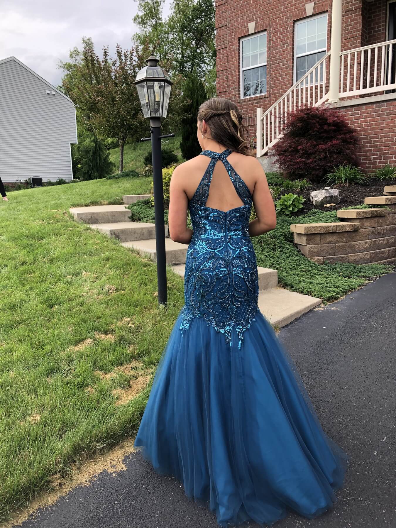 Size 2 Prom Halter Blue Mermaid Dress on Queenly