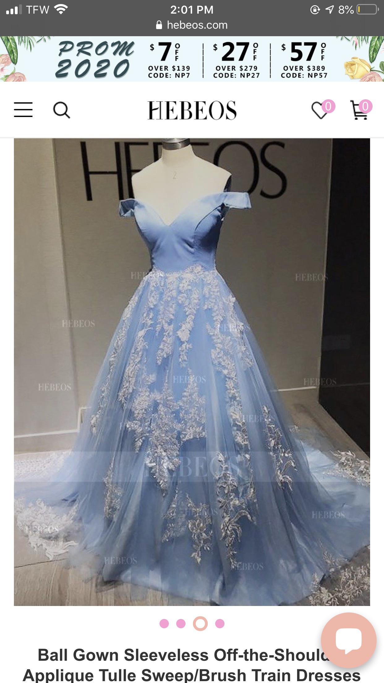 Hebeos Size 6 Prom Lace Blue Ball Gown on Queenly