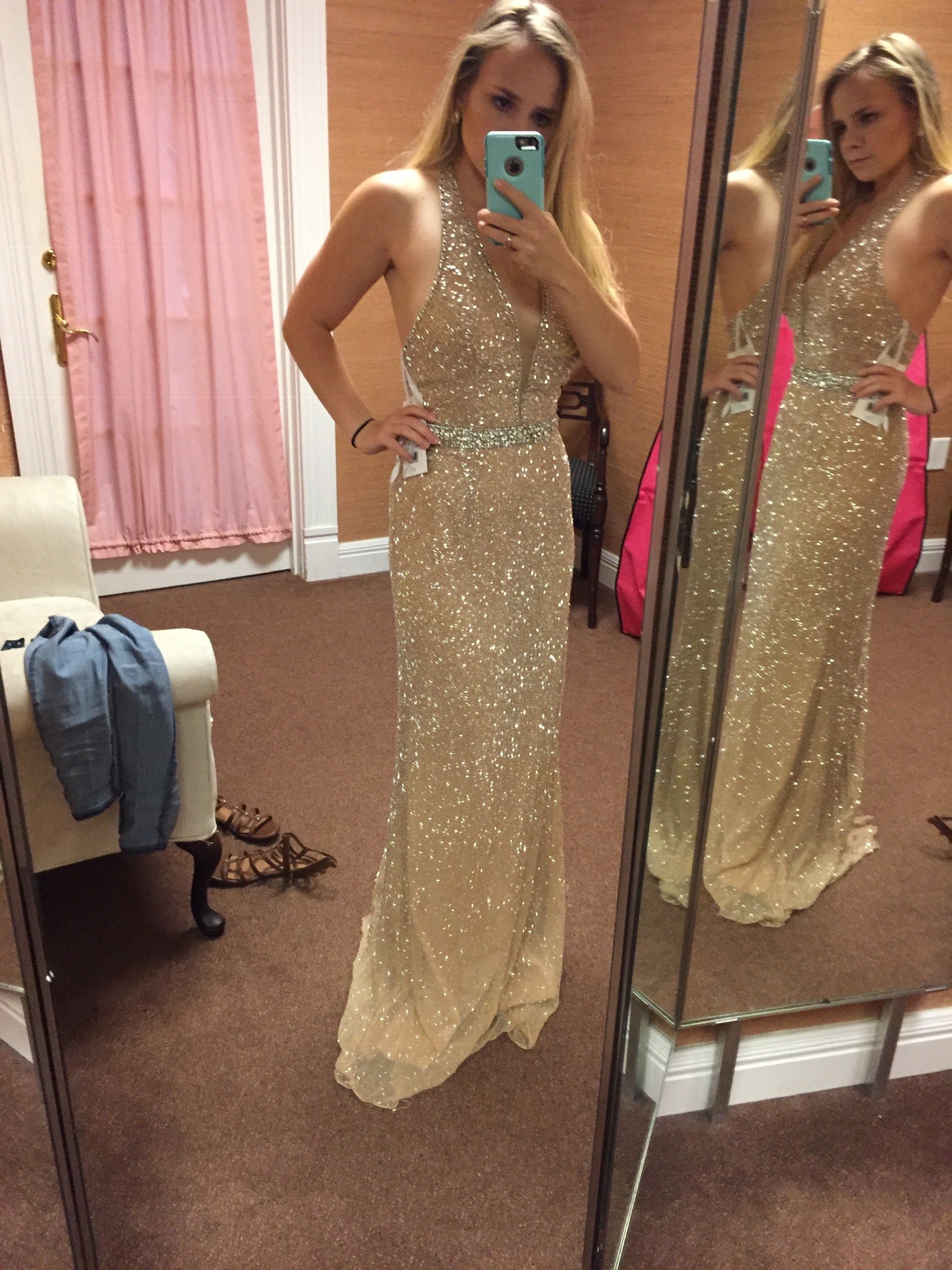 Sherri Hill Size 4 Gold Floor Length Maxi on Queenly