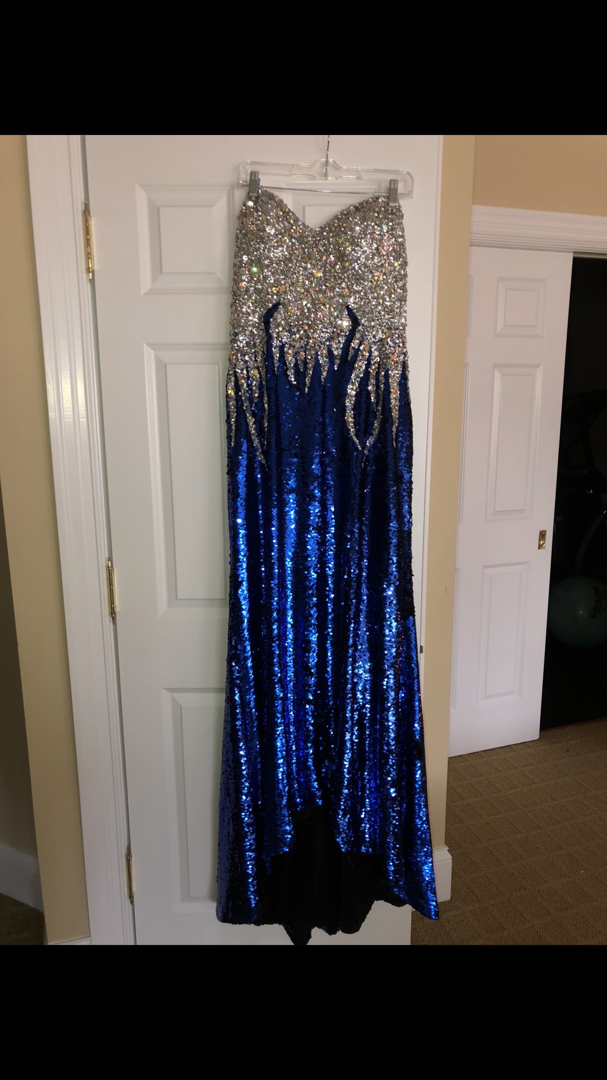 Alyce Paris Plus Size 18 Sequined Blue Floor Length Maxi on Queenly