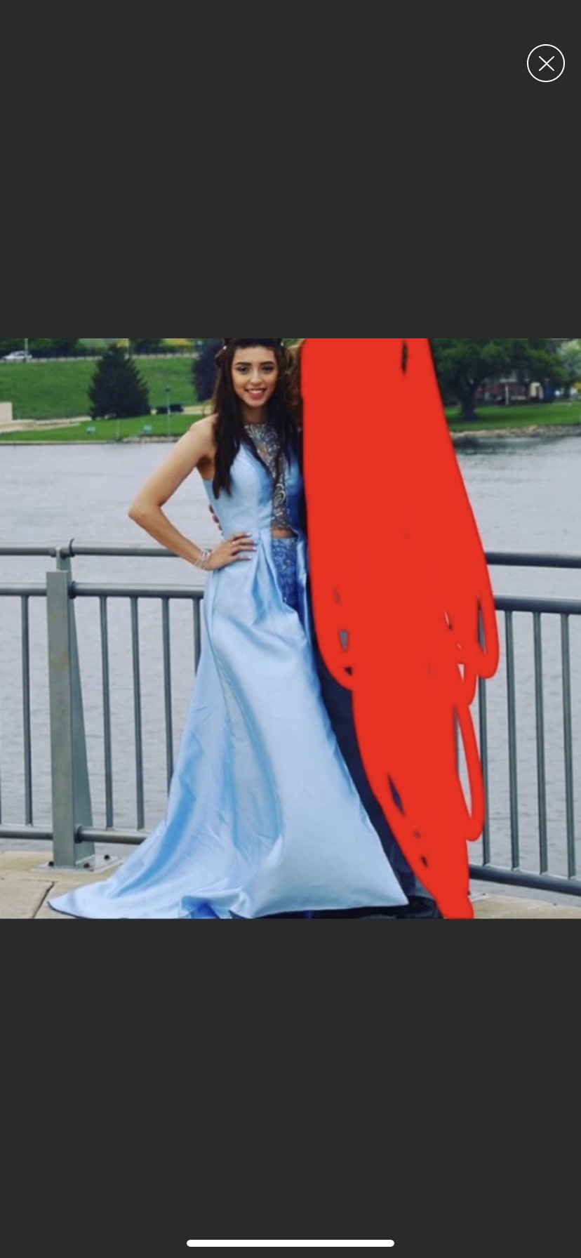 Rachel Allan Size 6 Fun Fashion Blue A-line Dress on Queenly