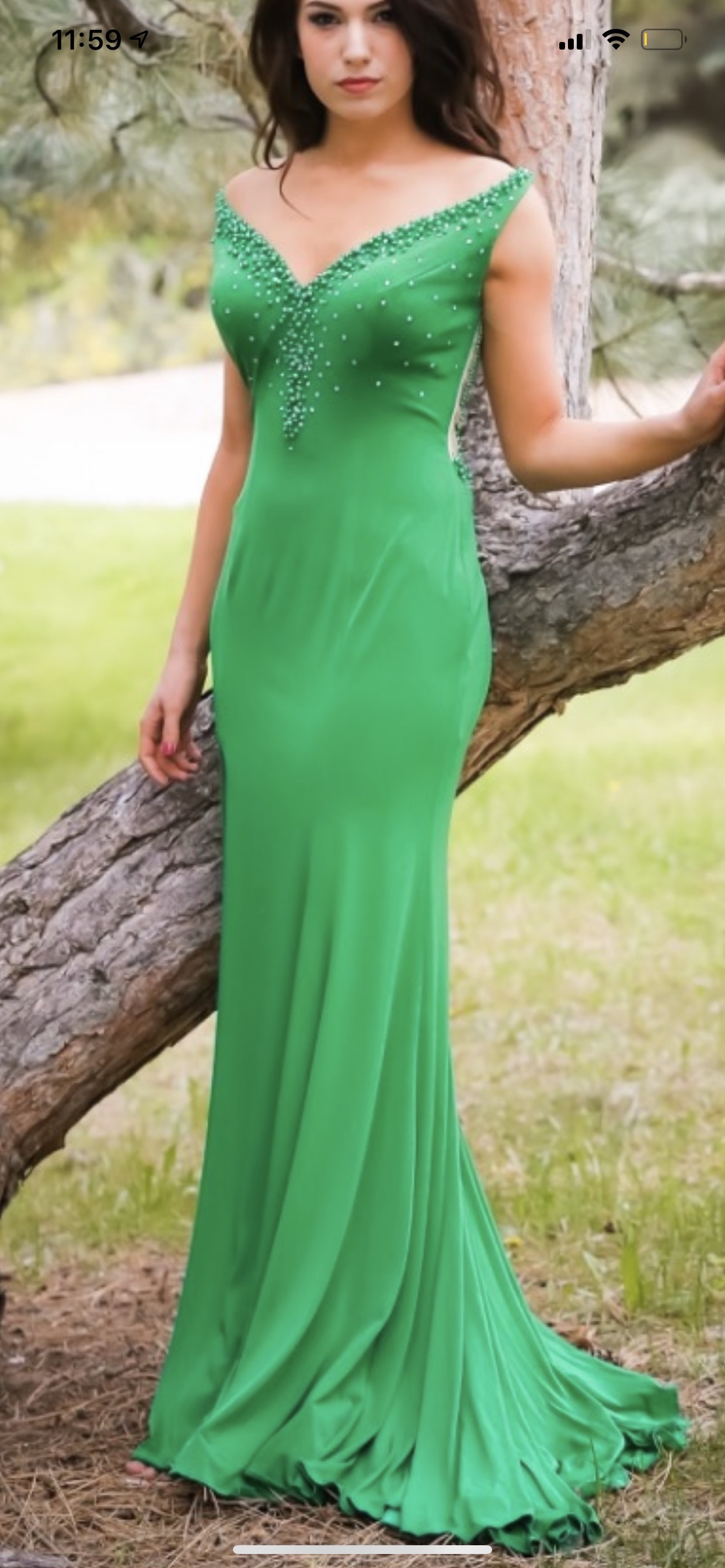 Size 8 Prom Sequined Green Side Slit Dress on Queenly