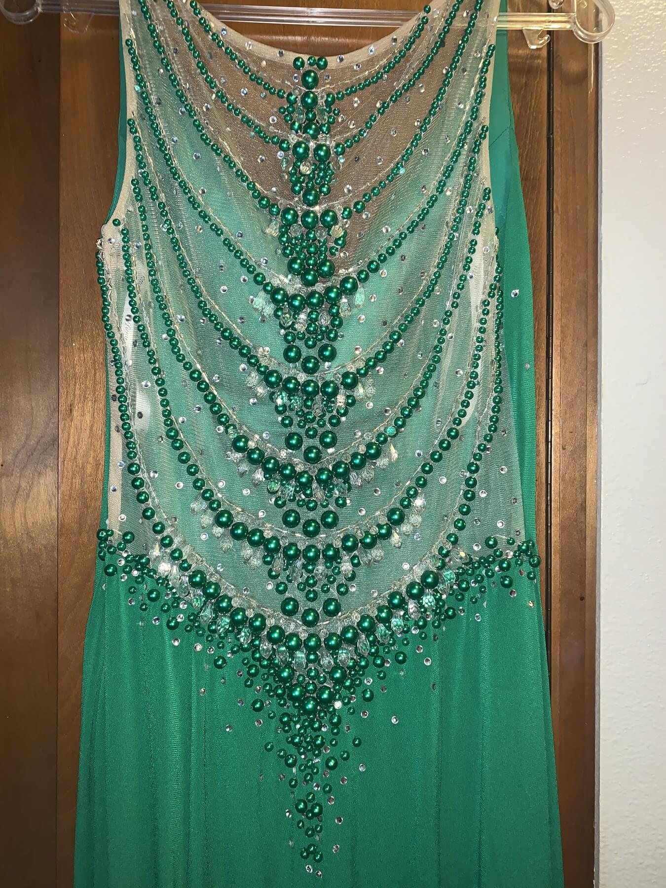 Size 8 Prom Sequined Green Side Slit Dress on Queenly