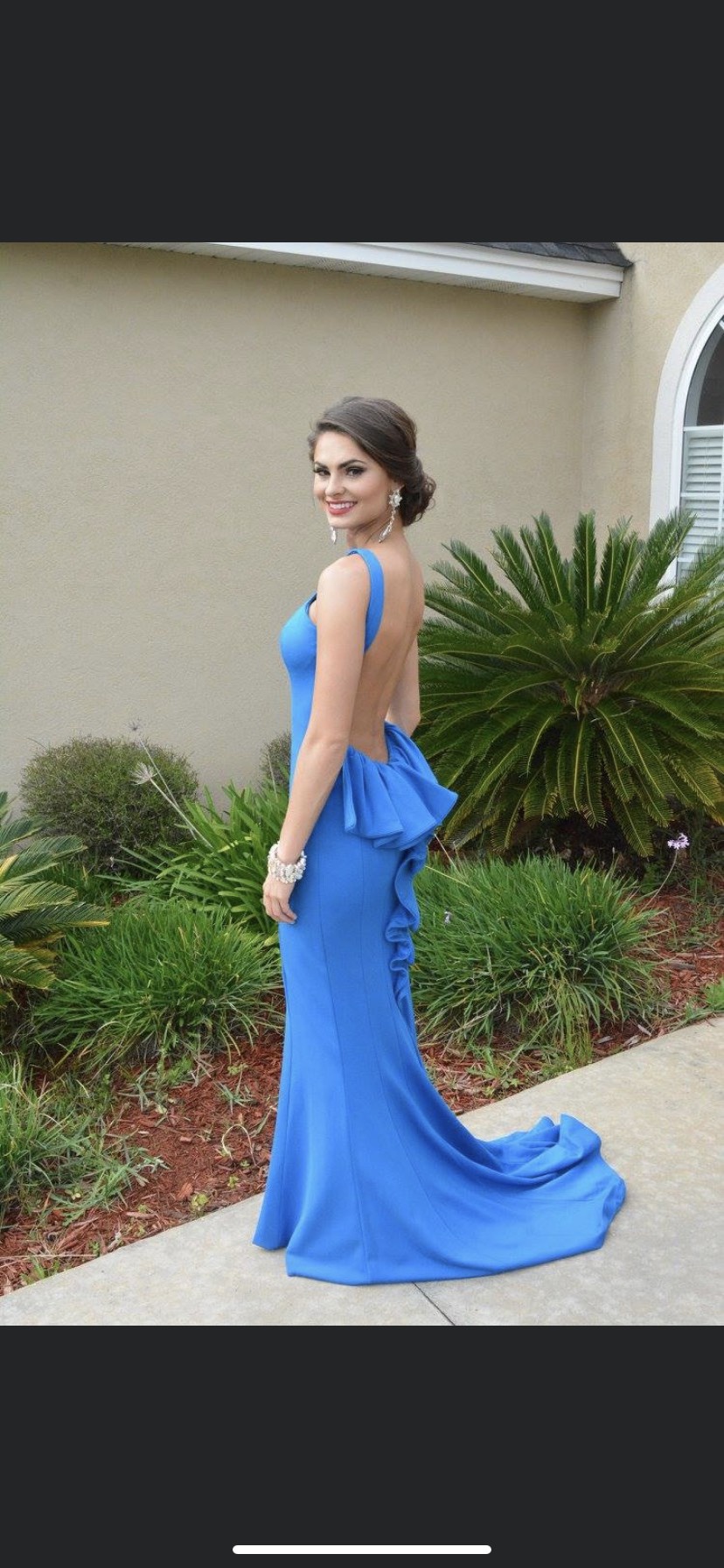 Jovani Size 00 Prom Blue Floor Length Maxi on Queenly