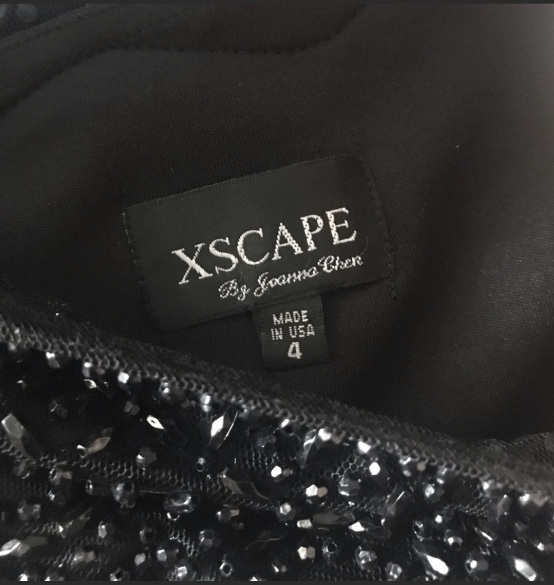 Xscape Size 4 Prom Cap Sleeve Black Mermaid Dress on Queenly