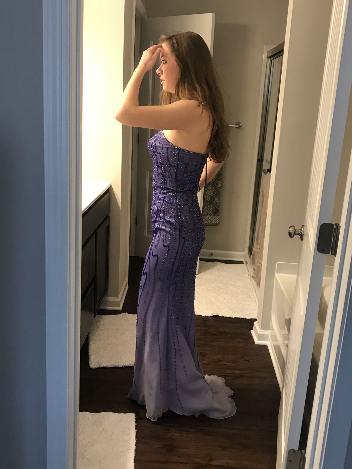 Size 8 Strapless Purple Mermaid Dress on Queenly