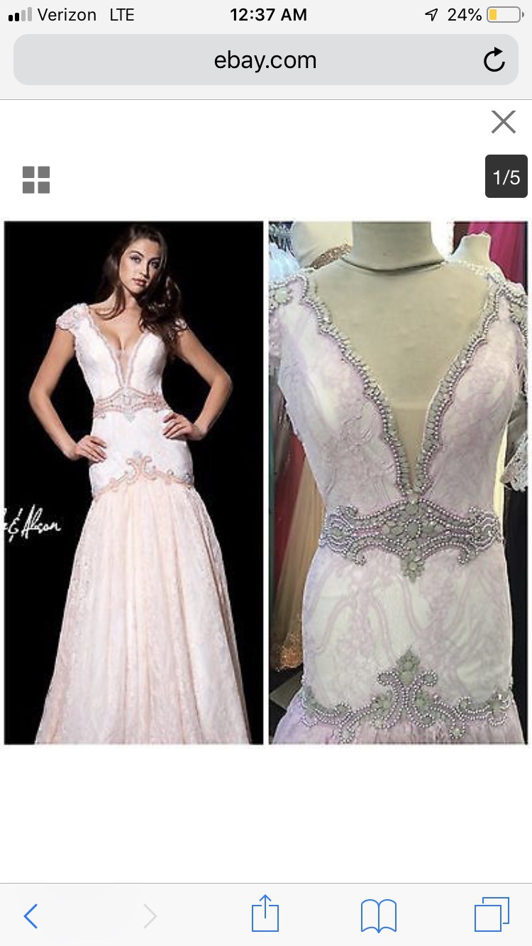Size 4 Prom Plunge Lace Pink Mermaid Dress on Queenly