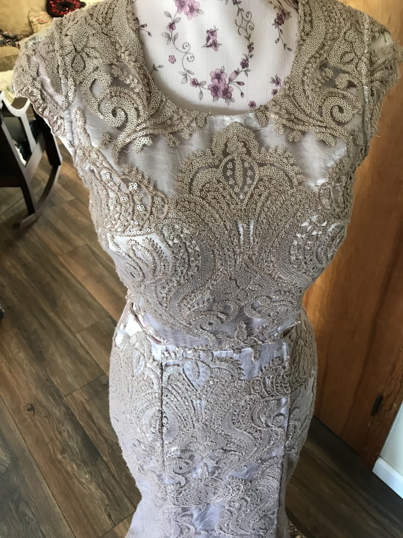 Size 6 Lace Nude Floor Length Maxi on Queenly