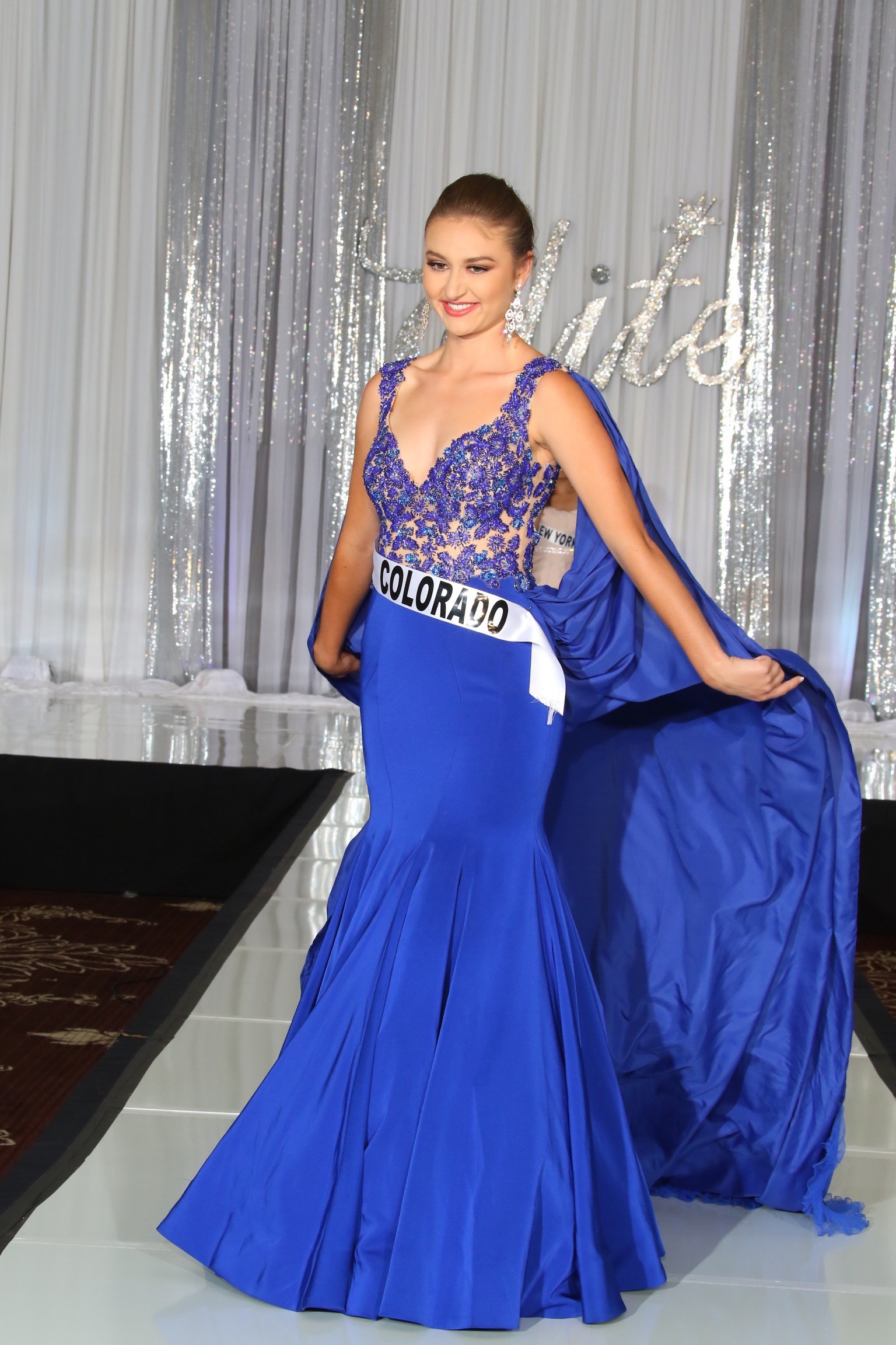Size 4 Pageant Plunge Sequined Royal Blue Mermaid Dress on Queenly