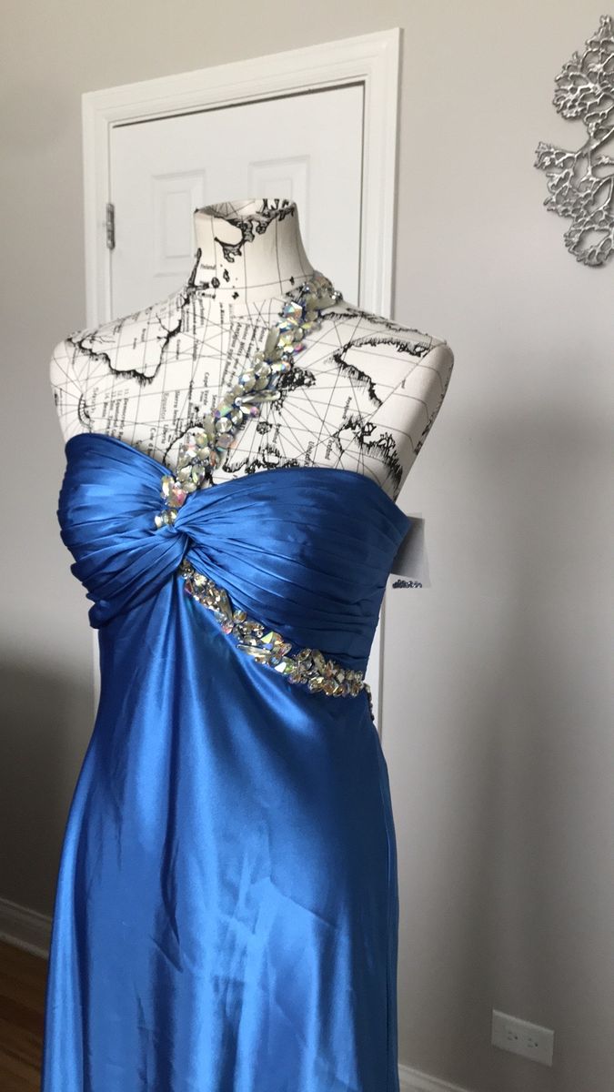 Size 10 Prom One Shoulder Satin Royal Blue A-line Dress on Queenly