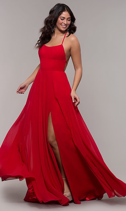 Faviana Size 4 Prom Red Side Slit Dress on Queenly