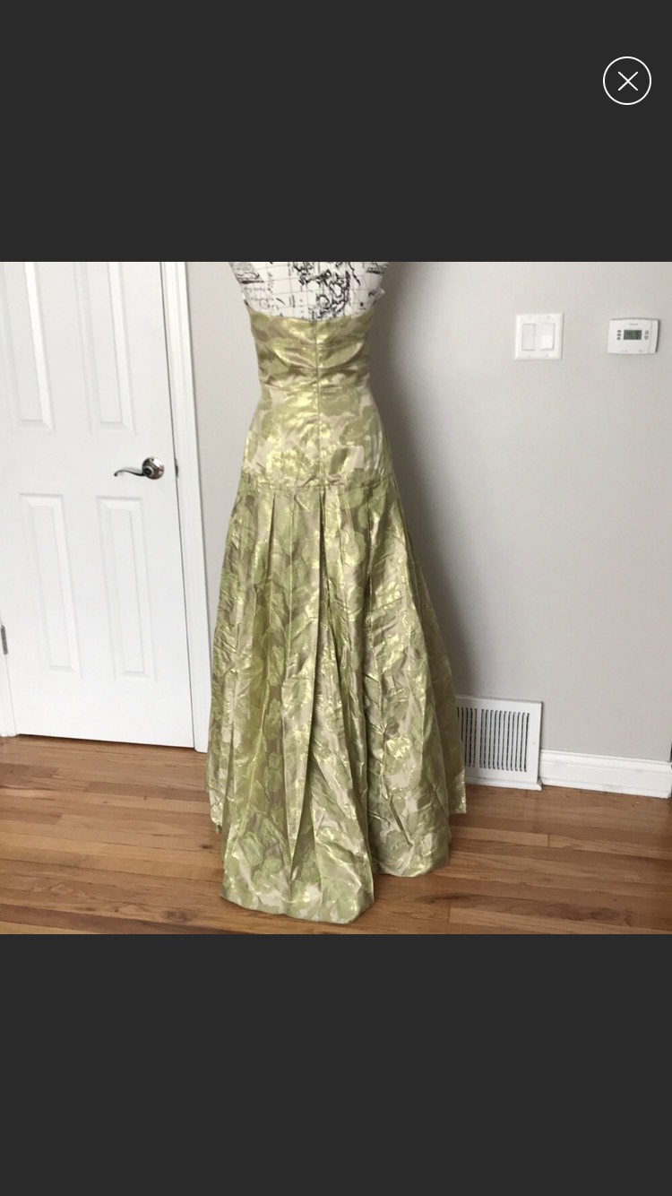 Jovani Size 12 Prom Strapless Floral Green A-line Dress on Queenly