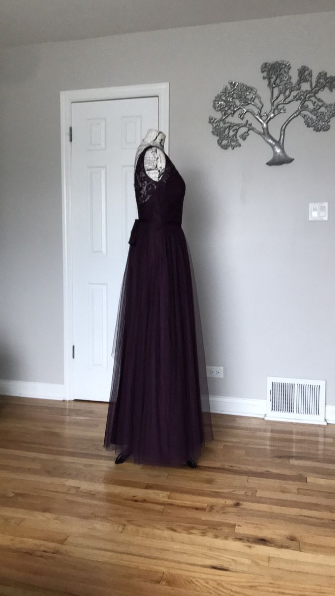 Watters Size 10 Prom Lace Burgundy Red A-line Dress on Queenly