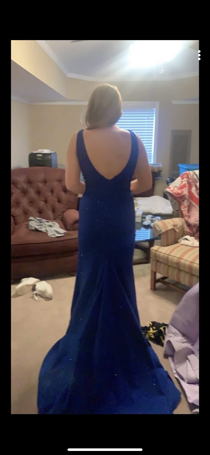 Sherri Hill Size 4 Prom Plunge Sheer Royal Blue Mermaid Dress on Queenly