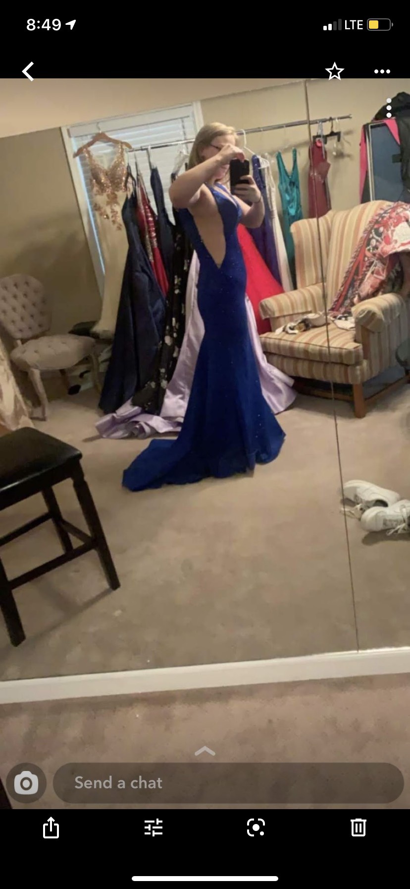 Sherri Hill Size 4 Prom Plunge Sheer Royal Blue Mermaid Dress on Queenly