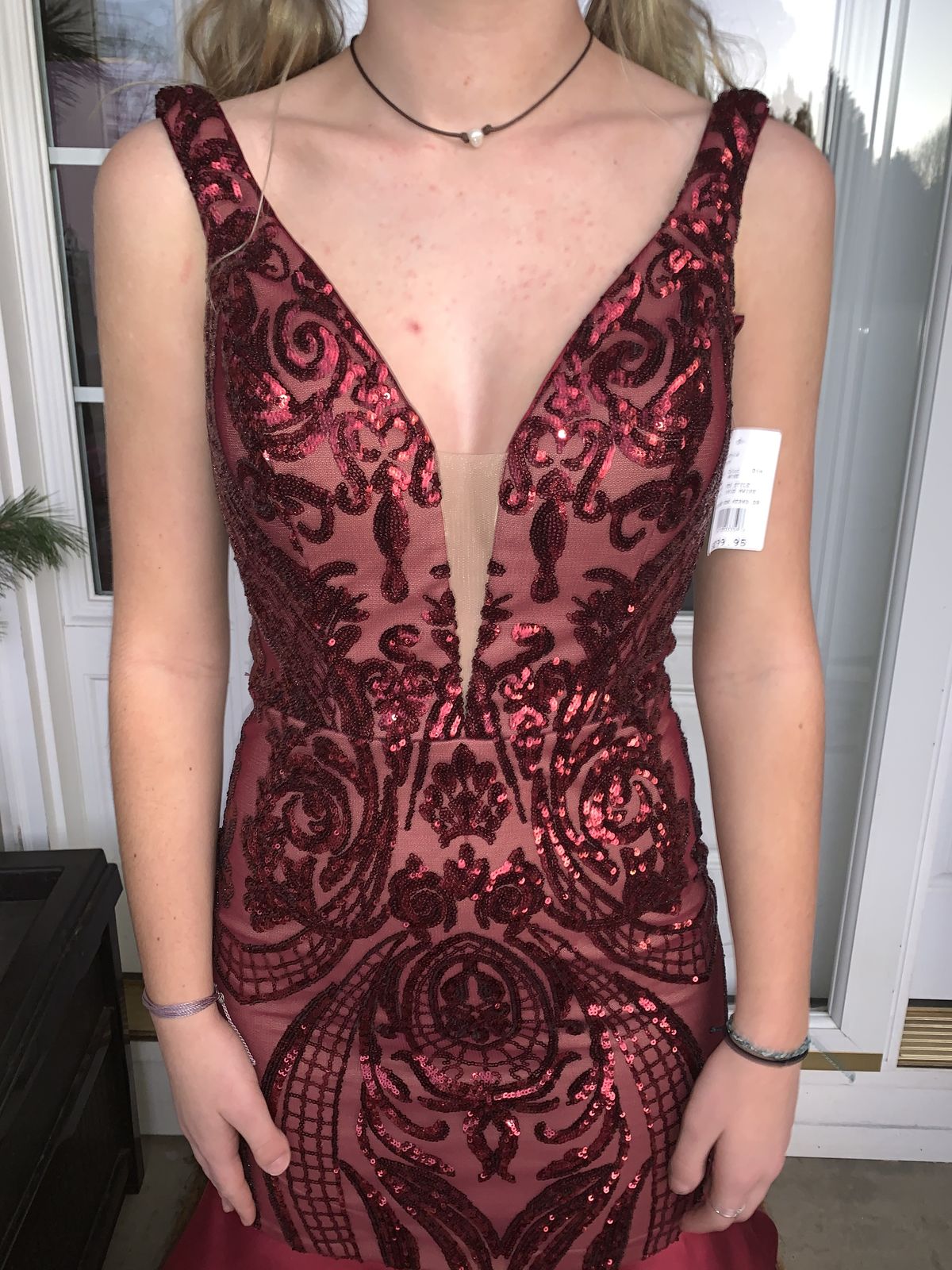 David's Bridal Size 4 Prom Burgundy Red Mermaid Dress on Queenly