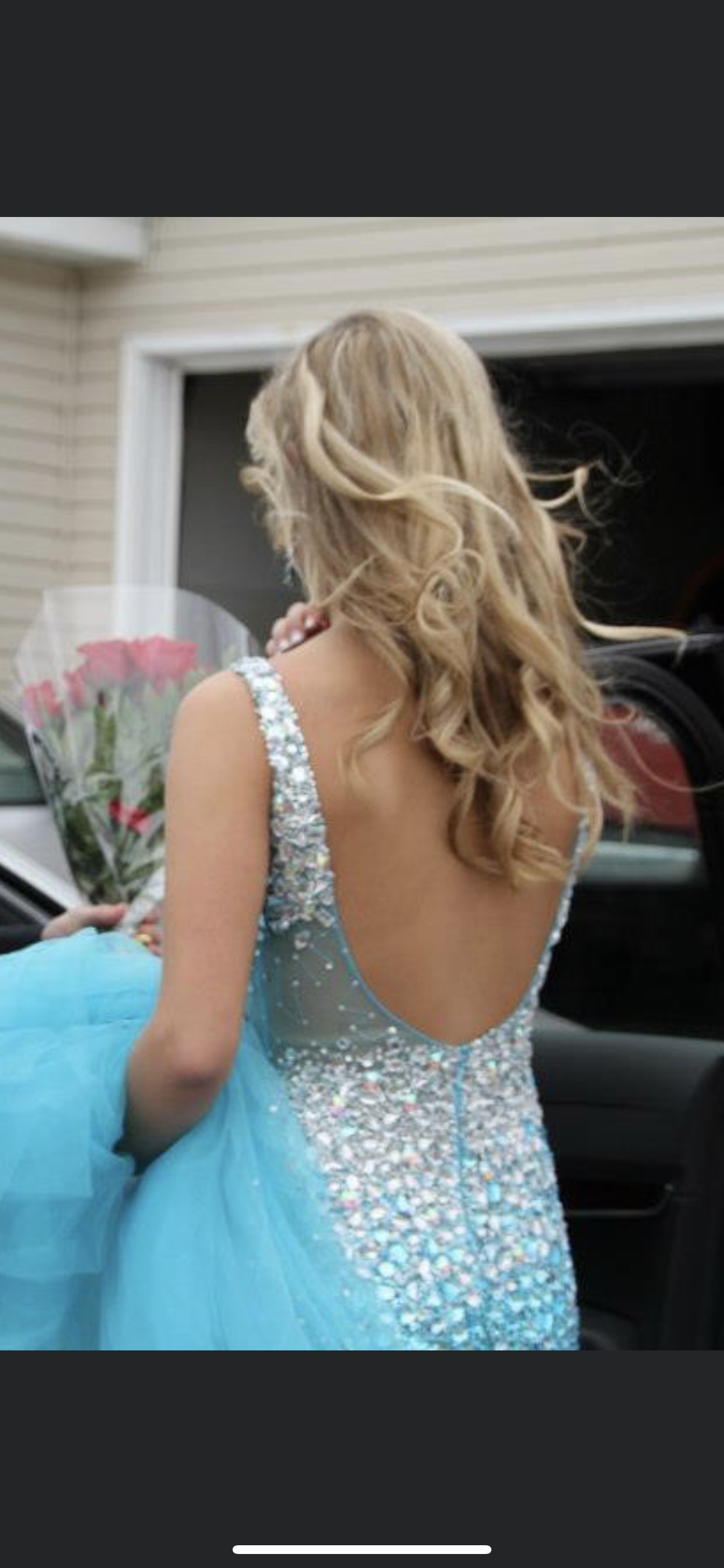 Jovani Blue Size 4 Jewelled Backless Mermaid Dress on Queenly