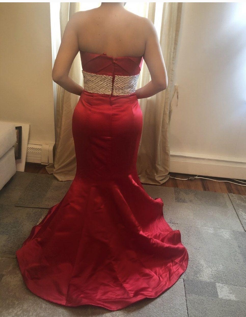 Jovani Red Size 12 Strapless Plus Size Ball gown on Queenly