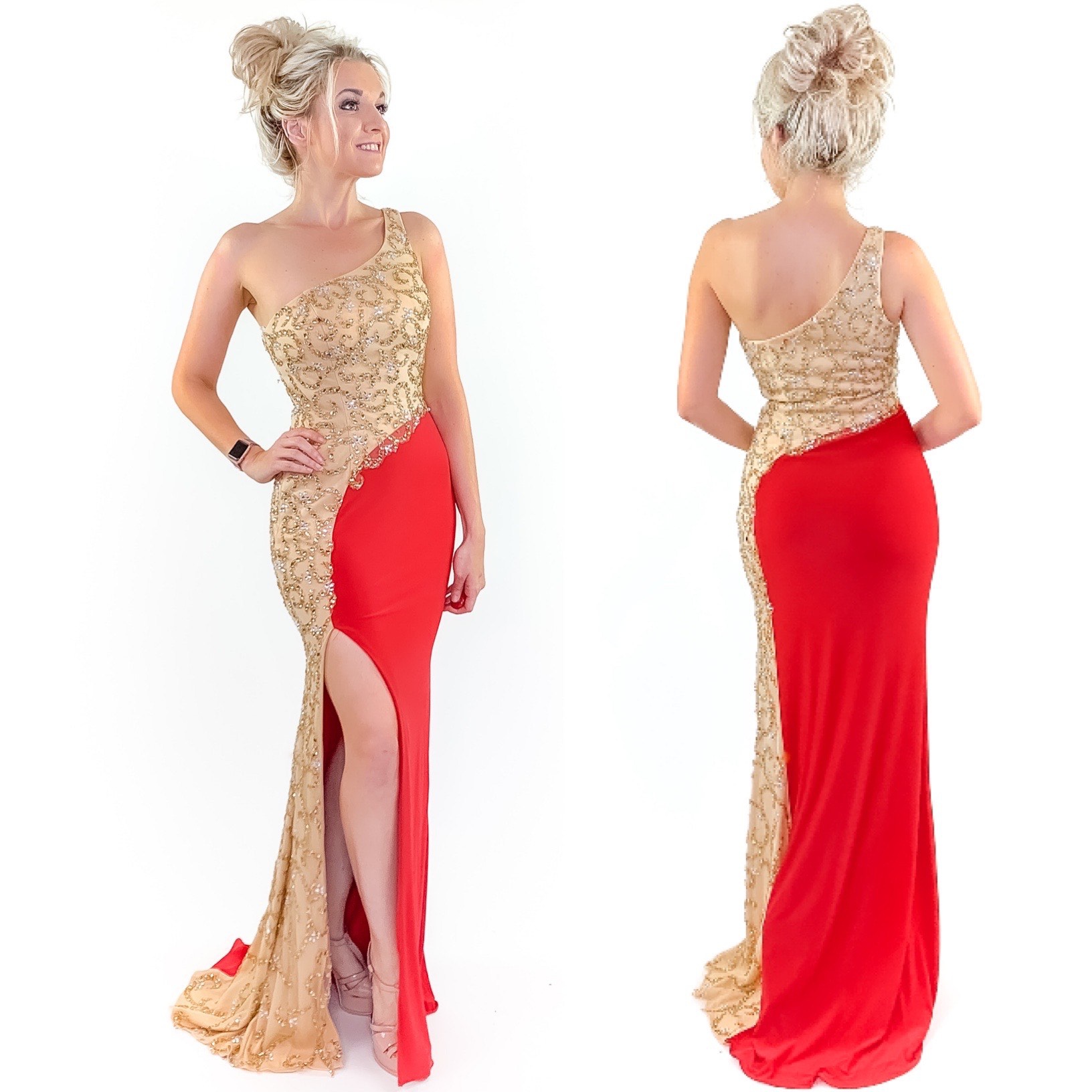 Size 4 Red Side Slit Dress on Queenly