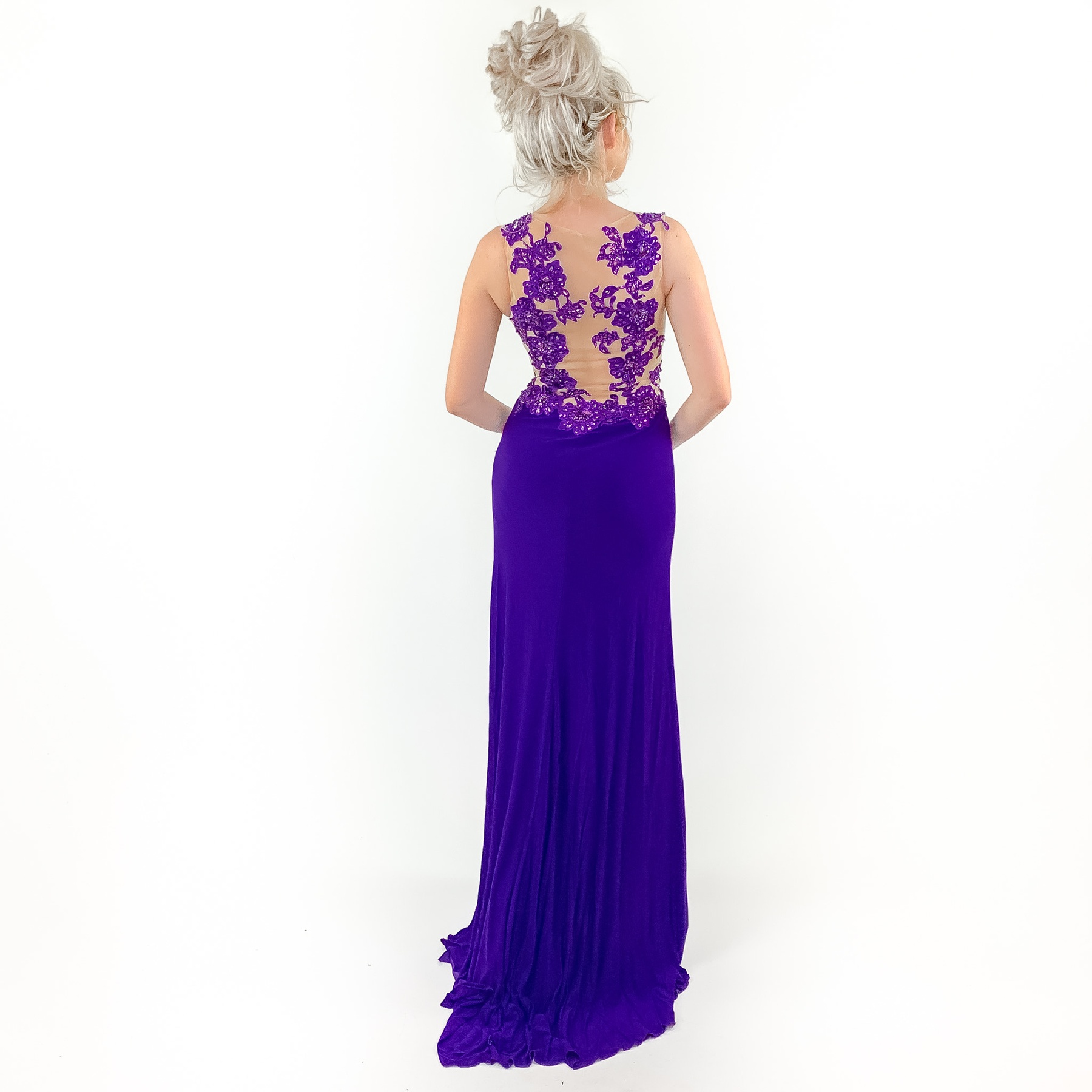 Size 4 Lace Purple Floor Length Maxi on Queenly