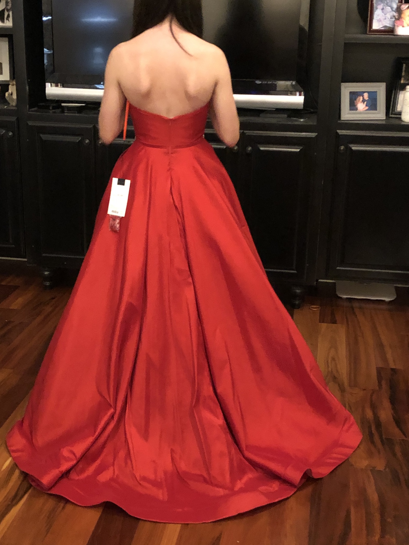 Mac Duggal Size 0 Prom Strapless Red Ball Gown on Queenly
