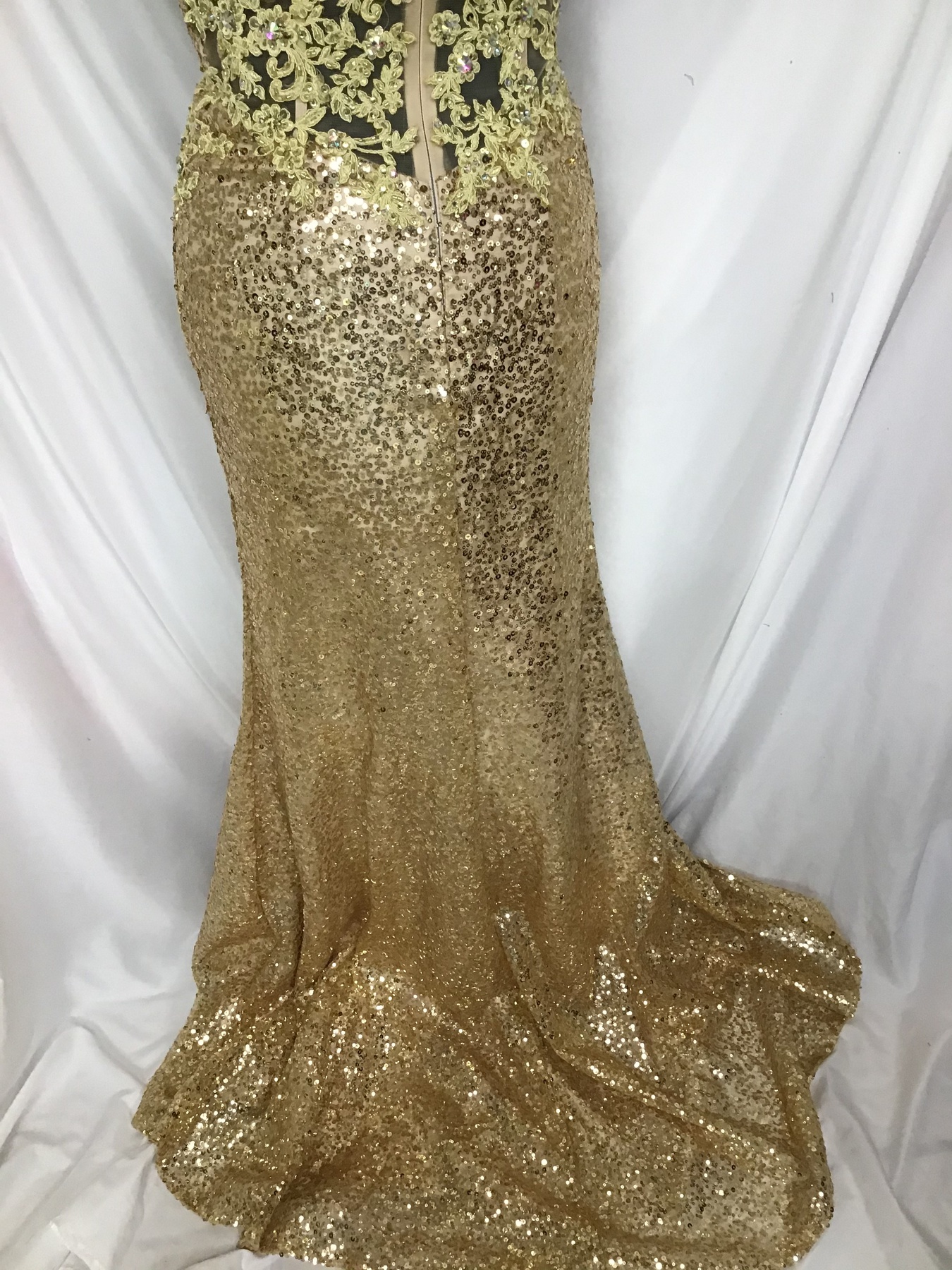Tony Bowls Size 2 Prom Strapless Lace Gold Dress With Train on Queenly
