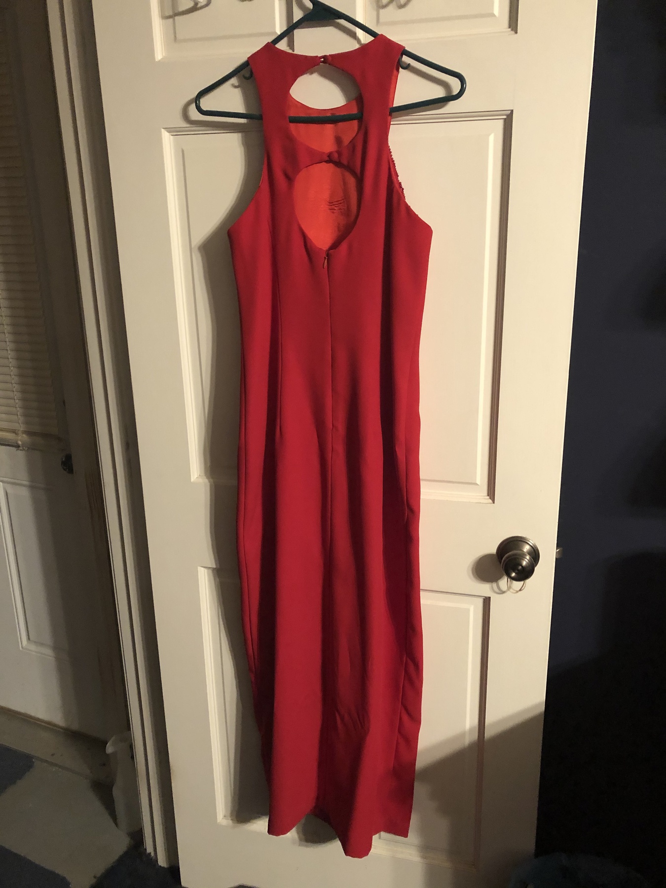 Faviana Size 8 Prom Halter Red Side Slit Dress on Queenly