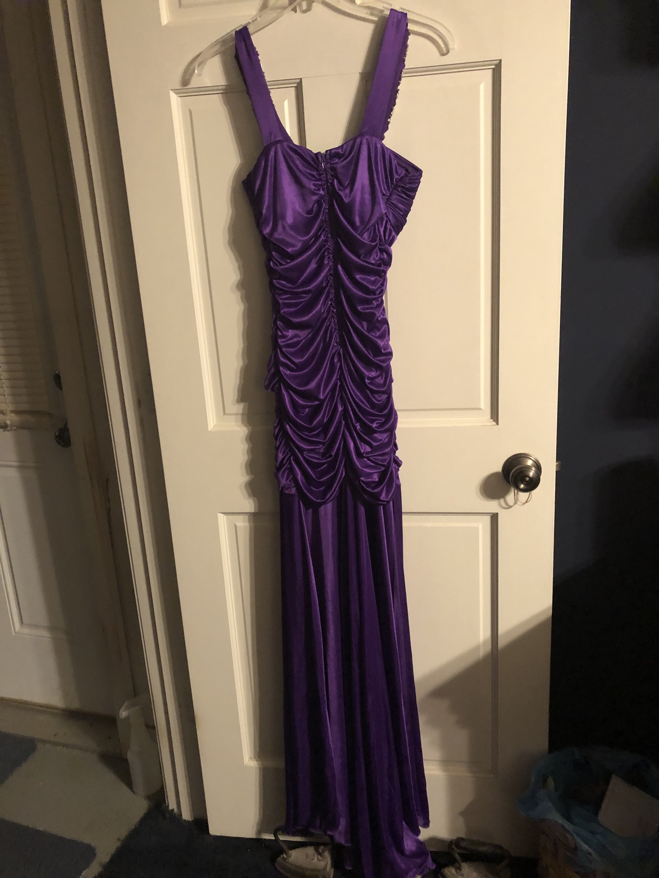 deb Size 6 Prom Satin Purple Floor Length Maxi on Queenly