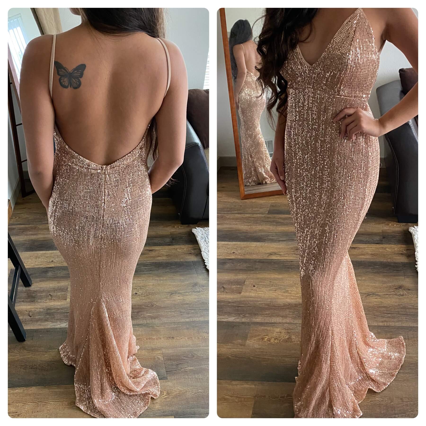 Gold Size 6 Straight Dress on Queenly