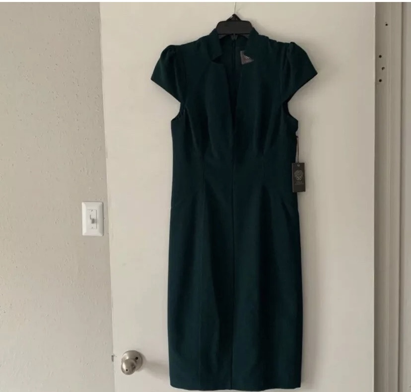 Vince Camuto Size 8 Pageant Interview Plunge Green Cocktail Dress on Queenly
