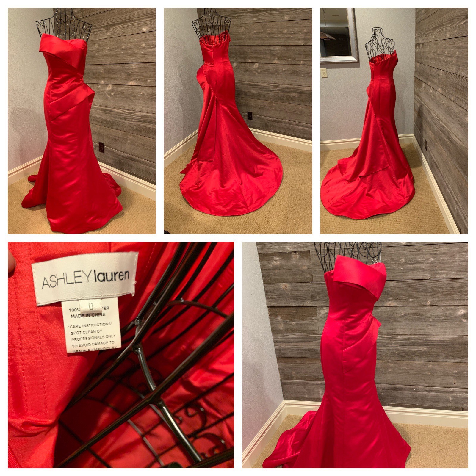 Size 0 Satin Red Mermaid Dress on Queenly