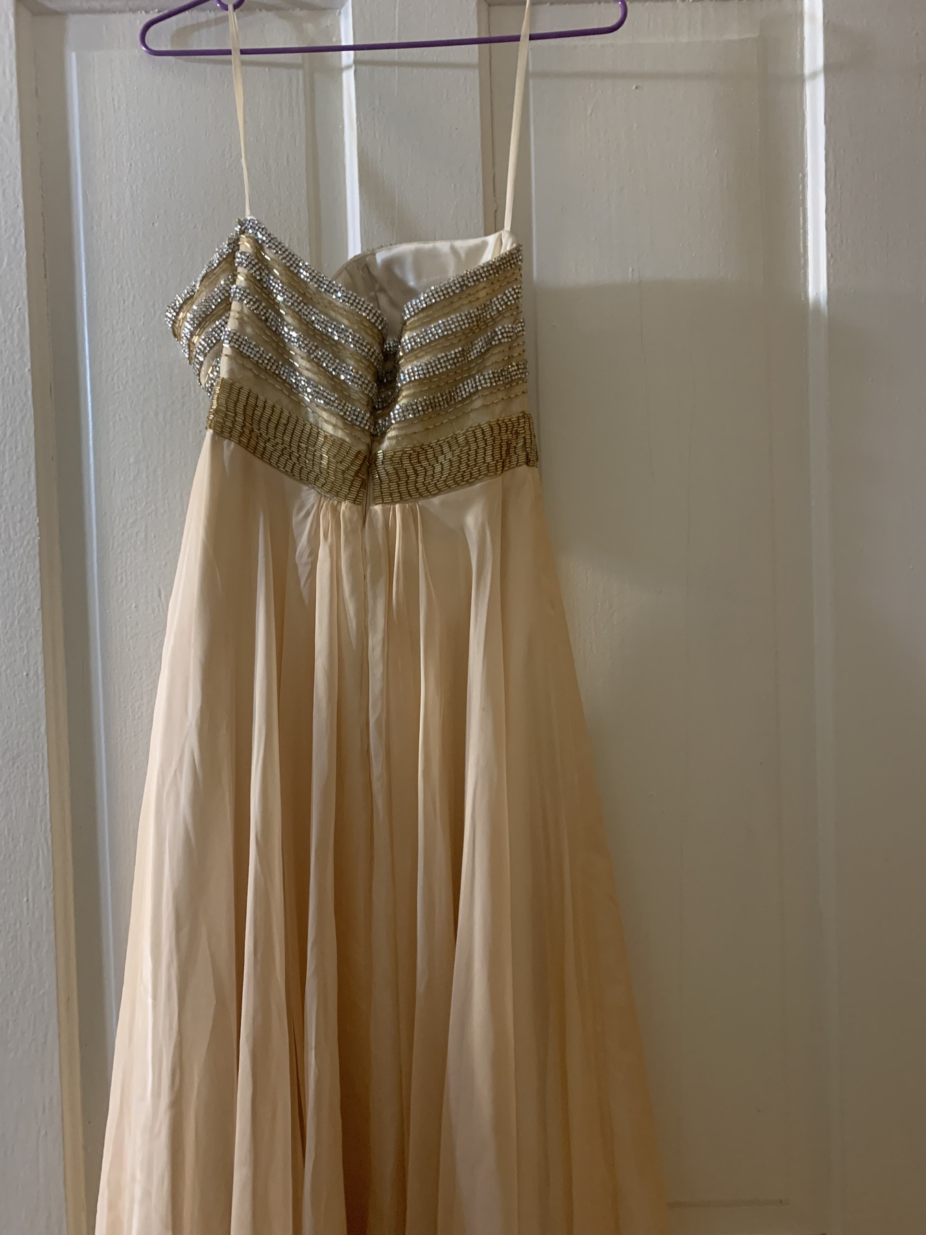 Shail K Size 4 Prom Strapless Sequined Gold Ball Gown on Queenly