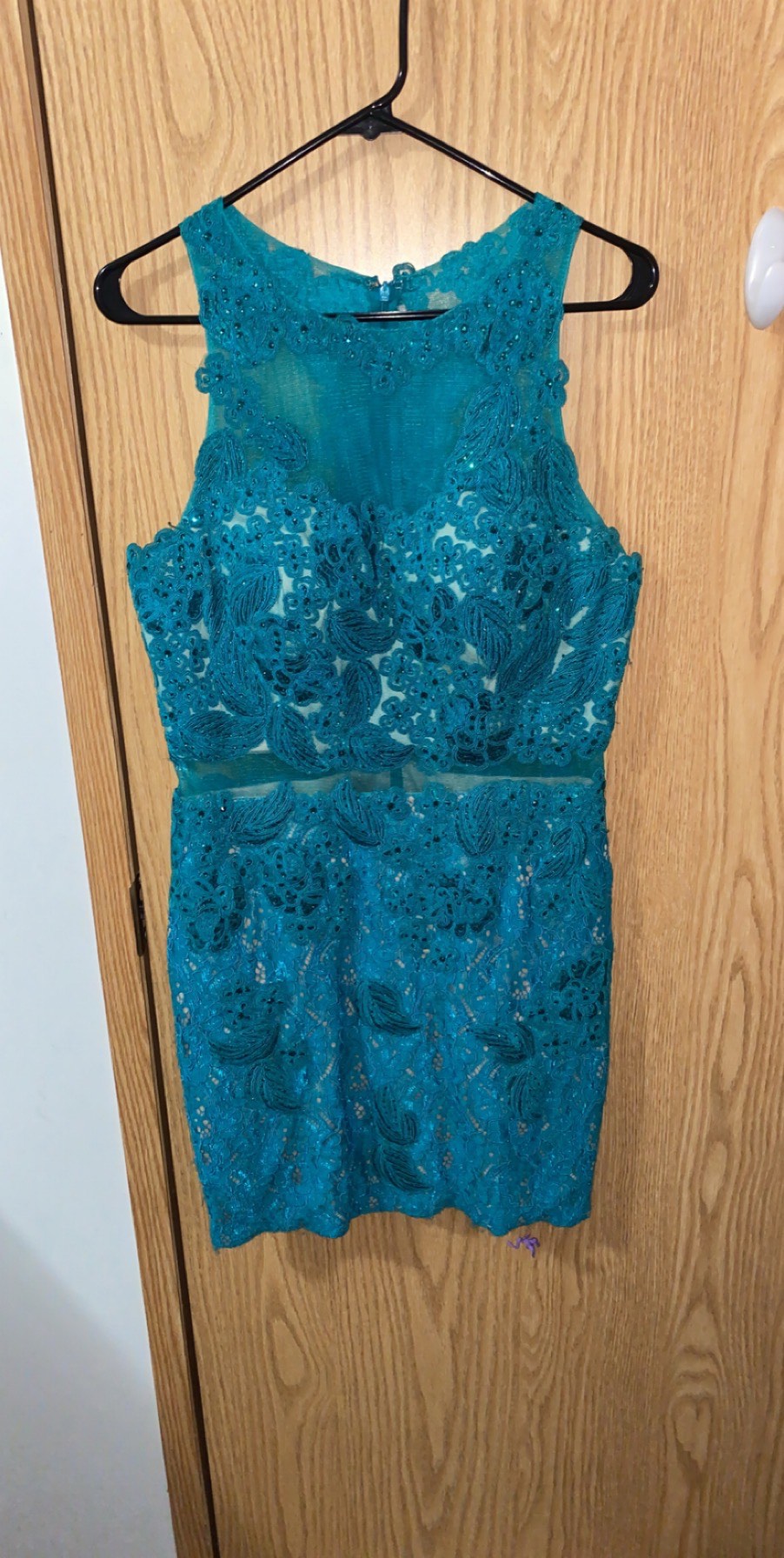Abby Paris Size 12 Prom Lace Blue Cocktail Dress on Queenly