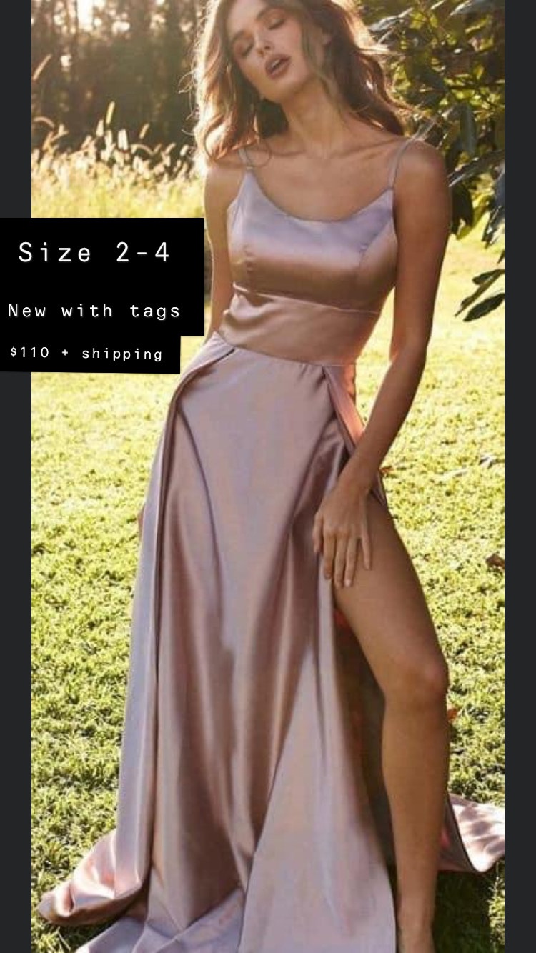 Size 4 Prom Satin Pink Side Slit Dress on Queenly