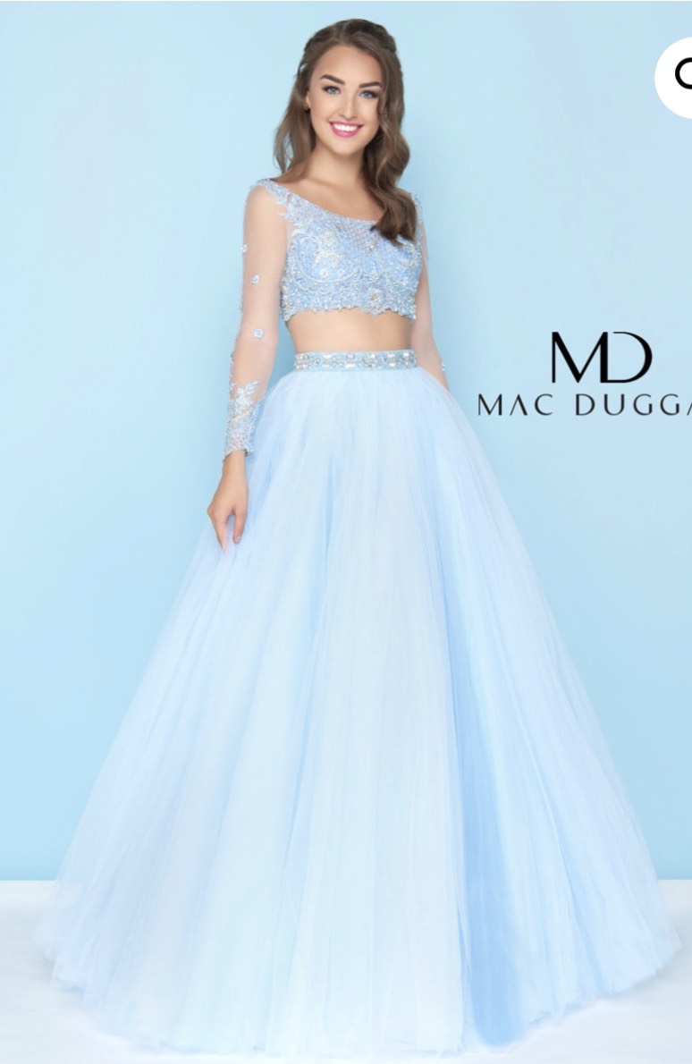 Mac Duggal Blue Size 8 Two Piece A-line Dress on Queenly
