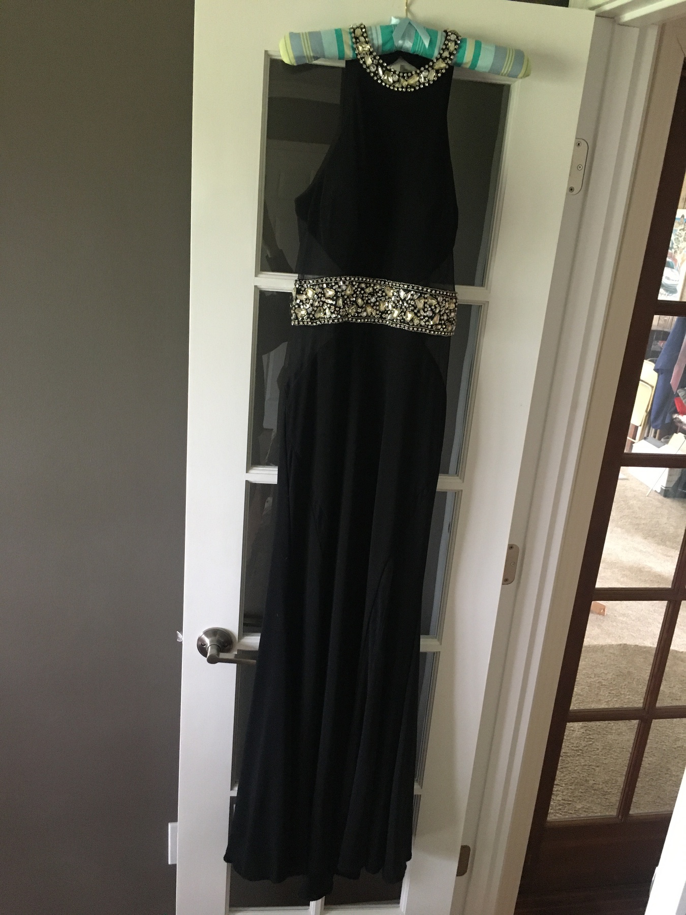 Mac Duggal Black Size 4 Sheer Train Prom Straight Dress on Queenly