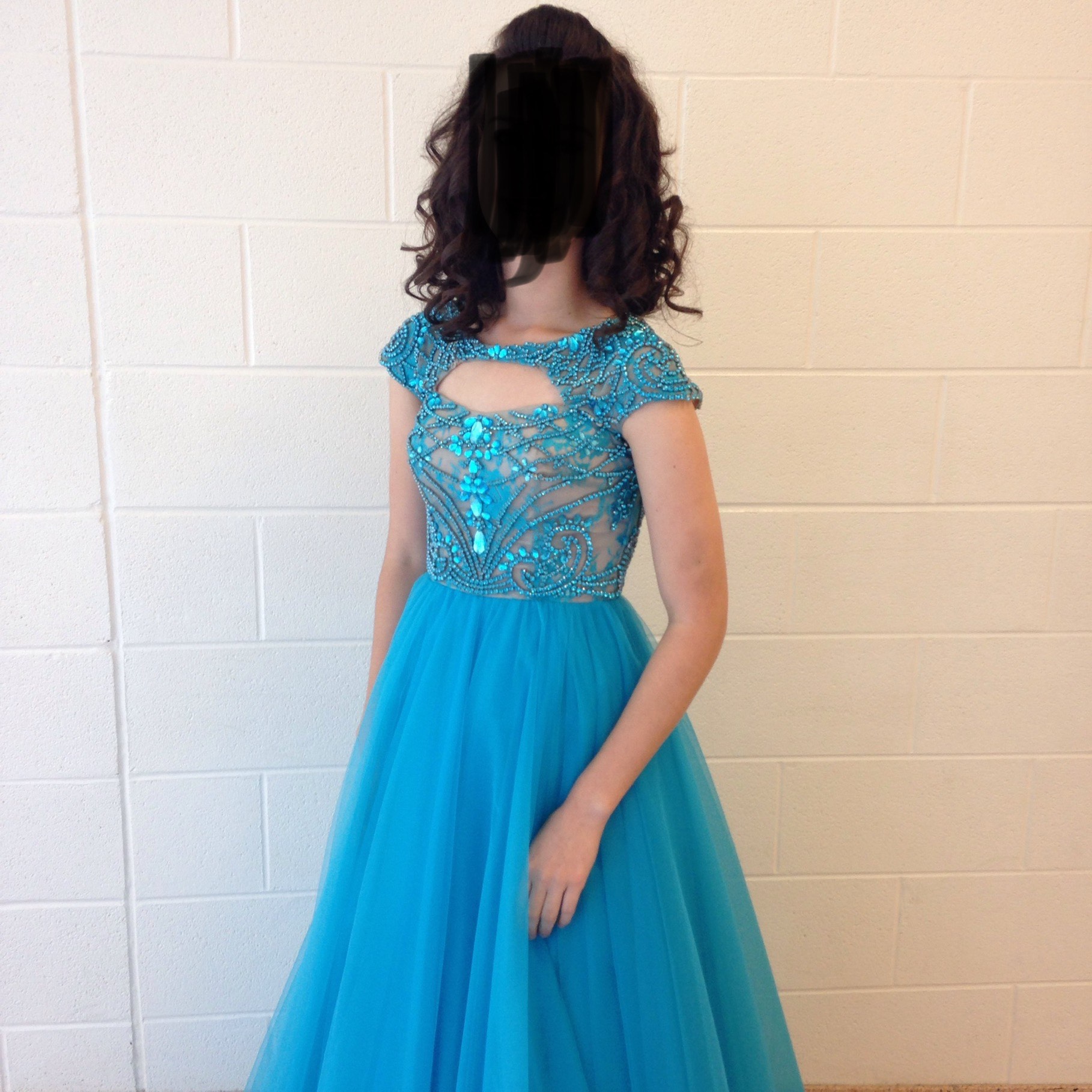Sherri Hill Size 0 Prom Cap Sleeve Sequined Blue Ball Gown on Queenly