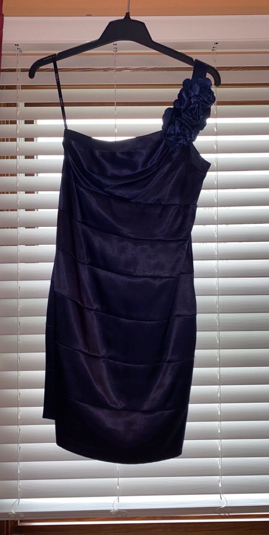 Size 10 Prom One Shoulder Satin Blue Cocktail Dress on Queenly